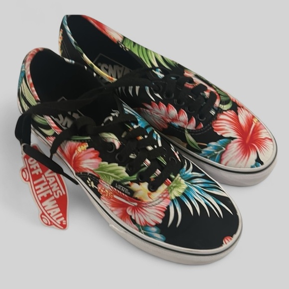 VANS Authentic low top Hawaiian black ladies sneakers size 8 M US NEW in box - Picture 1 of 9